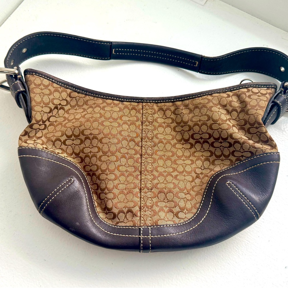 Coach Brown Clutch with Sipper and Handle
